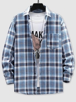 Chemise Motif à Carreaux à Manches Longues S Bleu