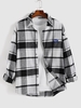 Chemise Motif à Carreaux à Manches Longues S Gris