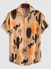 Chemise Motif de Cactus et de Soleil à Manches Courtes M Cannelle