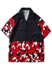 Chemise Motif de Camouflage à Manches Courtes Esthétique Y2K Xl Rouge lave