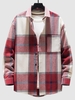 Chemise Motif de Carreaux à Manches Longues S Rouge