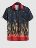 Chemise Motif de Carte et de Flamme à Manches Courtes Xl Noir