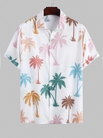 Chemise Motif de Cocotier Colorée à Manches Courtes L Blanc