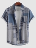 Chemise Motif de Cœur Carreaux à Grille en Blocs de Couleurs à Manches Courtes Xl Bleu profond