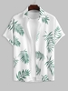 Chemise Motif de Feuille à Manches Courtes M Blanc