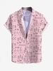 Chemise Motif de Figure Géométrique à Manches Courtes M Rose clair
