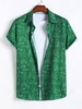 Chemise Motif de Figure Géométrique à Manches Courtes M Vert profond