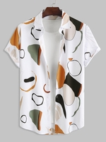 Chemise Motif de Figure Irrégulière à Manches Courtes L Blanc