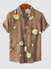Chemise Motif de Fleur à Manches Courtes 2xl Kaki léger