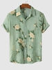 Chemise Motif de Fleur à Manches Courtes 2xl Vert