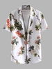 Chemise Motif de Fleur à Manches Courtes L Blanc