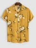 Chemise Motif de Fleur à Manches Courtes L Jaune