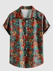 Chemise Motif de Fleur à Manches Courtes M Rouge