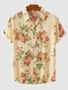 Chemise Motif de Fleur à Manches Courtes Style Frais 2xl Café lumière