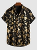 Chemise Motif de Fleur Dorée Métallique à Manches Courtes L Noir