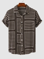 Chemise Motif de Fleur et de Pois à Manches Courtes L Bois