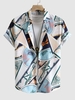 Chemise Motif de Géométrique à Manches Courtes S Café lumière