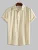 Chemise Motif de Ligne à Manches Courtes L Jaune