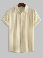 Chemise Motif de Ligne à Manches Courtes L Jaune