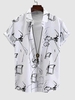 Chemise Motif de Ligne Graffitis en Avant avec Bouton S Blanc