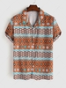 Chemise Motif de Losange avec Bouton en Avant à Imprimé Aztèque Ethnique M Chocolat