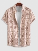 Chemise Motif de Plante et de Fleur à Manches Courtes M Bronze