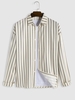 Chemise Motif de Rayure Verticale avec Bouton en Avant à Manches Longues M Café lumière