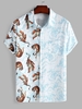 Chemise Motif de Tigre et de Vague à Manches Courtes M Multi b