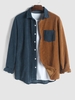 Chemise Motif en Blocs de Couleurs à Manches Longues en Velours Côtelé Xl Bleu profond