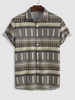 Chemise Motif Géométrique en Blocs de Couleurs à Manches Courtes L Café lumière