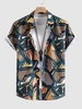 Chemise Motif Irrégulier Imprimée à Manches Courtes Xl Jaune