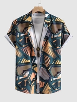 Chemise Motif Irrégulier Imprimée à Manches Courtes Xl Jaune