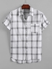 Chemise Motif Rayé à Manches Courtes L Noir