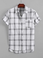 Chemise Motif Rayé à Manches Courtes L Noir