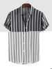 Chemise Motif Rayé à Manches Courtes Xl Blanc