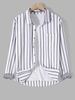Chemise Motif Rayé avec Bouton en Avant à Manches Longues M Multi a