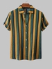 Chemise Motif Rayé en Blocs de Couleurs à Manches Courtes Xl Multi a