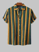 Chemise Motif Rayé en Blocs de Couleurs à Manches Courtes Xl Multi a