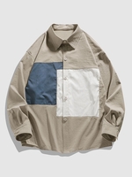 Chemise Motif Rayé en Blocs de Couleurs à Manches Longues M Bronze