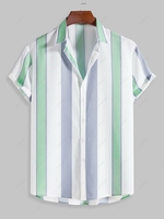 Chemise Motif Rayé Vertical en Blocs de Couleurs à Manches Courtes M Multi a
