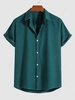 Chemise Moulante Cousue Boutonnée à Manches Courtes Xl Bleu verdâtre