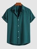 Chemise Moulante Cousue Boutonnée à Manches Courtes Xxl Bleu verdâtre