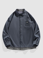 Chemise Panneau à Carreaux avec Poche en Avant en Velours Côtelé 2xl Cadetblue