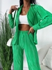 Chemise Plissée Boutonnée avec Pantalon L Vert