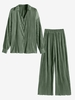 Chemise Plissée Boutonnée avec Pantalon L Vert profond
