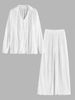 Chemise Plissée Boutonnée avec Pantalon M Blanc