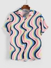 Chemise Plissée Rayée Colorée à Manches Courtes 2xl Multi a
