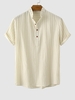 Chemise Pull-over Motif de Rayure à Demi-Bouton S Café lumière