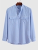 Chemise Pull-over Rayée Design avec Poche à Rabat Xl Bleu ciel