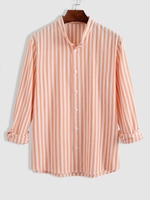 Chemise Rayée à Col Debout S Saumon léger